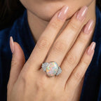 Vintage Opal Diamond Ring Art Deco Revival 5.5ct Opal