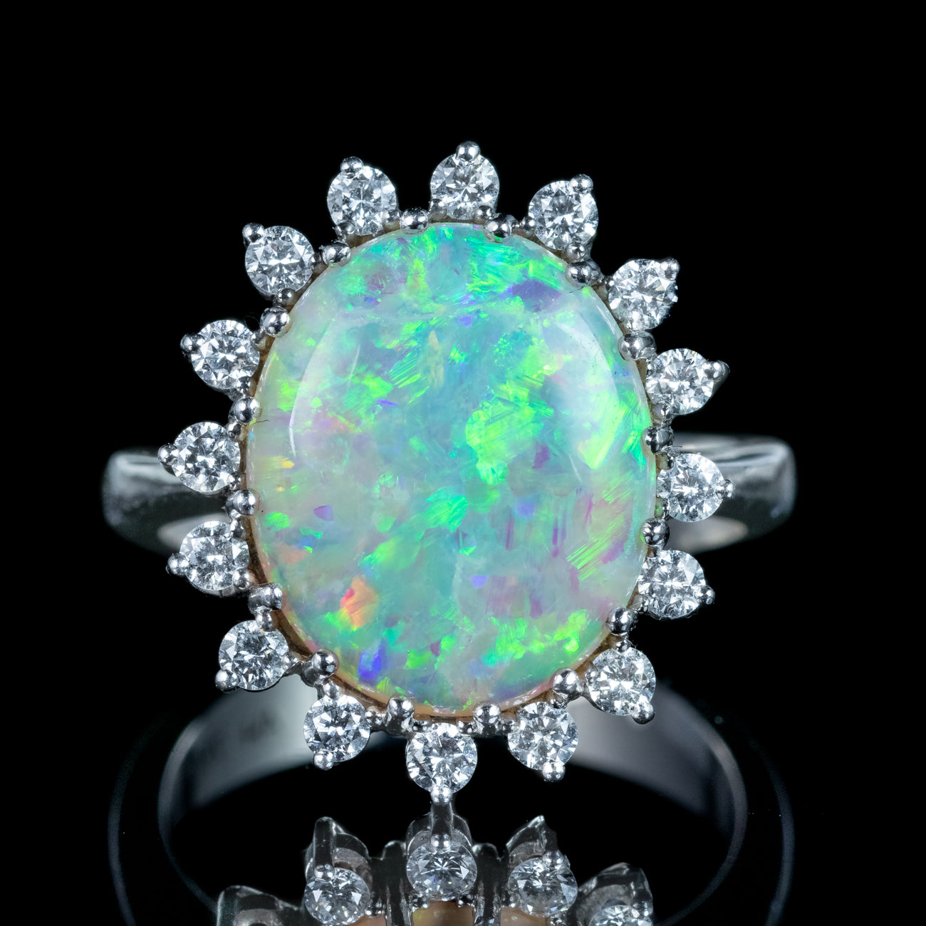 Vintage Opal Diamond Ring 4.5ct Natural Opal With Box