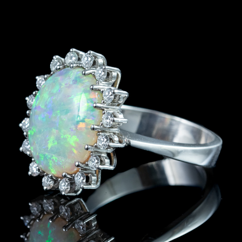 Vintage Opal Diamond Ring 4.5ct Natural Opal With Box