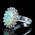 Vintage Opal Diamond Ring 4.5ct Natural Opal With Box
