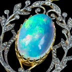 Vintage Opal Diamond Ruby Pendant Silver Gold With Box