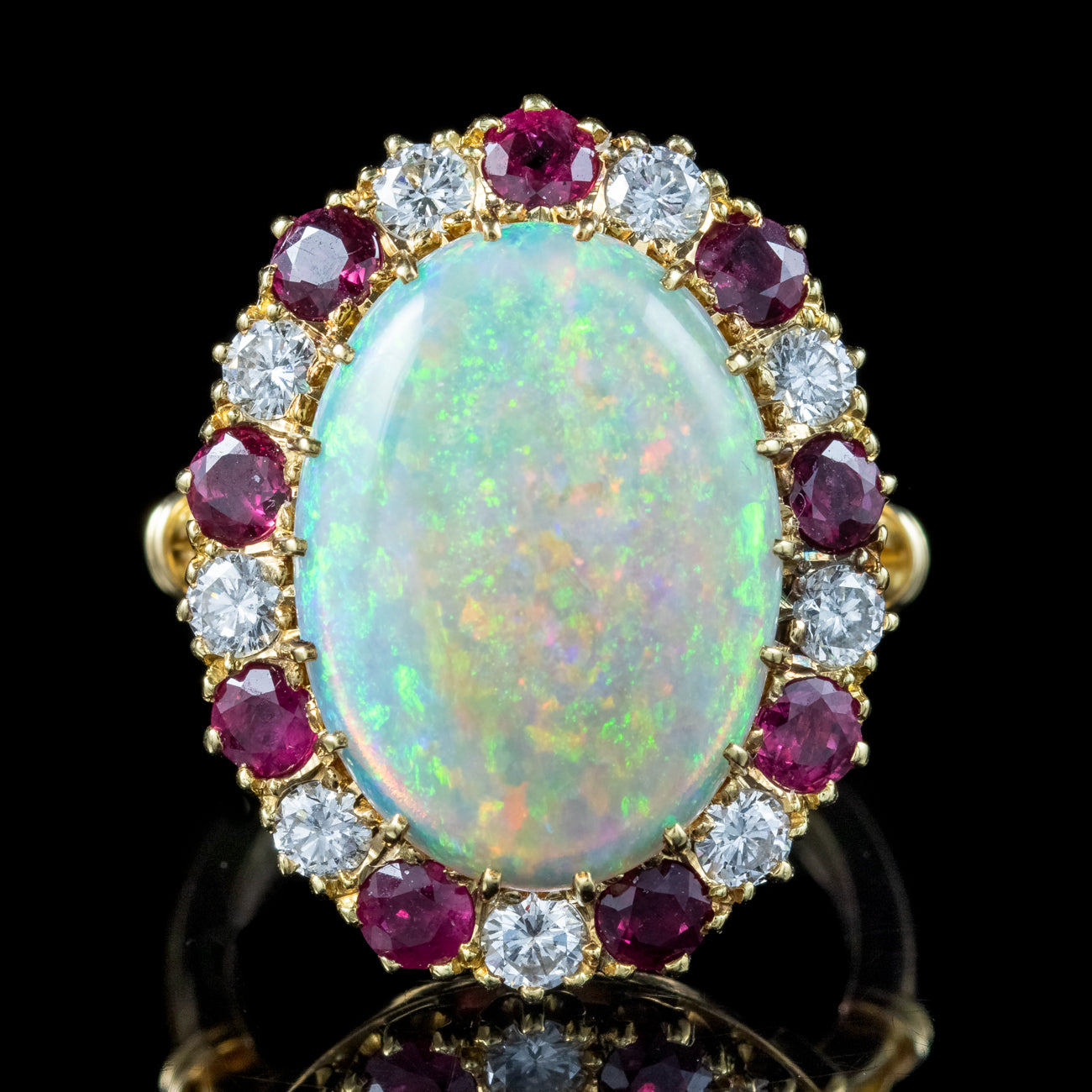 Vintage Opal Ruby Diamond Cocktail Ring 12ct Opal With Box and Cert Secondary image