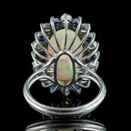 Vintage Opal Sapphire Diamond Cluster Cocktail Ring 6ct Opal 