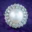 Vintage Pearl Diamond Boule Cocktail Ring 3ct Diamond