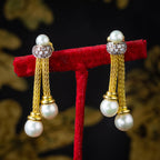 Vintage Pearl Diamond Negligee Earrings 18ct Gold