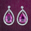 Vintage Pink Sapphire Diamond Teardrop Earrings 18ct Gold 8ct Sapphire