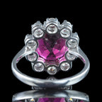 Vintage Tourmaline Diamond Cluster Ring 5ct Pink Tourmaline 