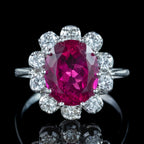 Vintage Tourmaline Diamond Cluster Ring 5ct Pink Tourmaline 