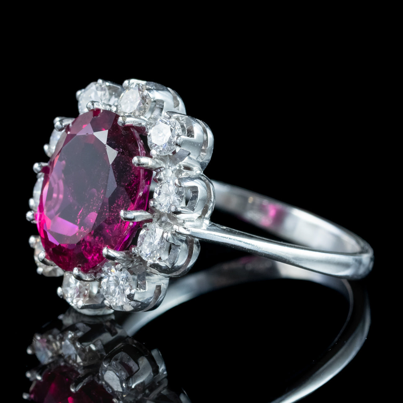 Vintage Tourmaline Diamond Cluster Ring 5ct Pink Tourmaline 