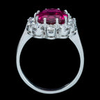 Vintage Tourmaline Diamond Cluster Ring 5ct Pink Tourmaline 
