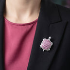 Vintage Style Pink Tourmaline Diamond Turtle Brooch 18ct Gold Adolph Barsach Davis