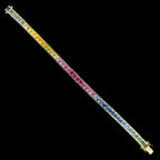 Vintage Rainbow Sapphire Tennis Bracelet 18ct Gold