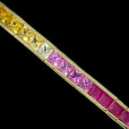 Vintage Rainbow Sapphire Tennis Bracelet 18ct Gold