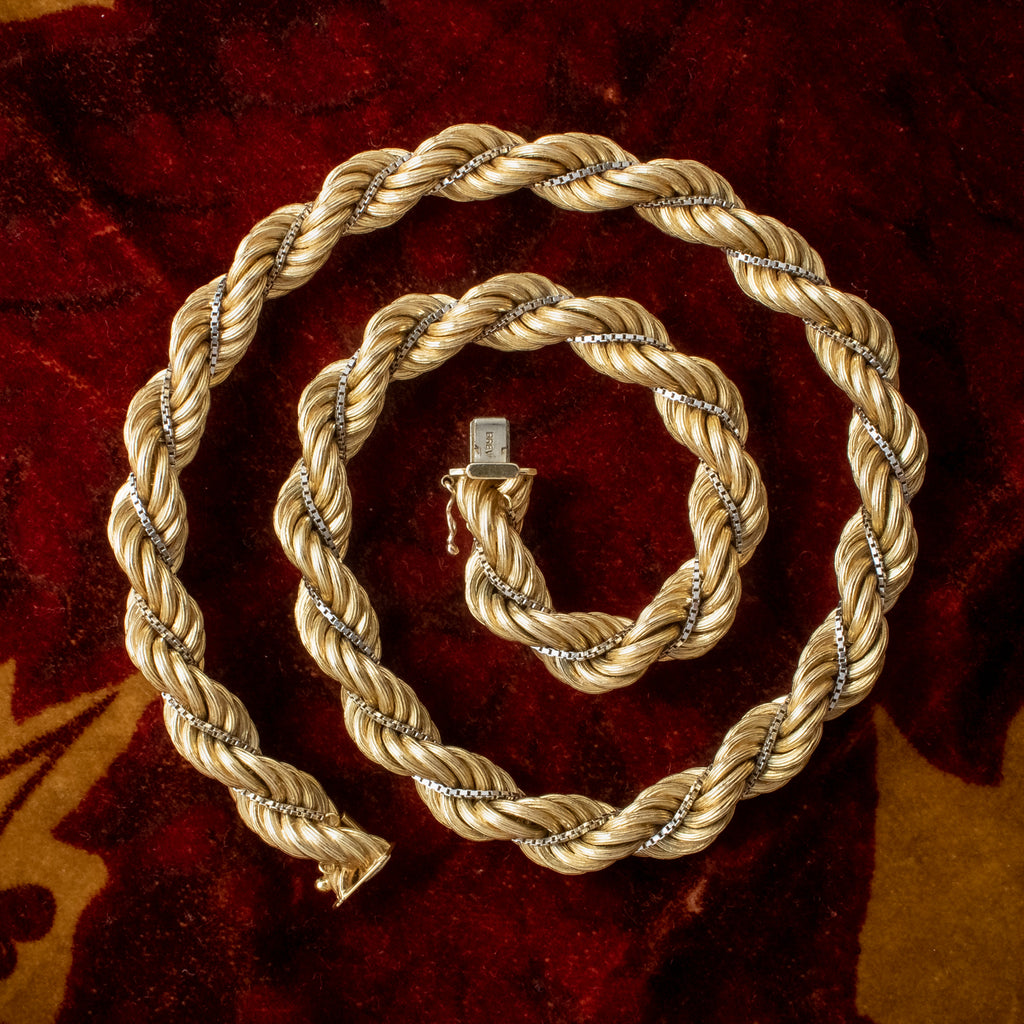 Vintage Rope Twist Chain Necklace 9ct Gold Dated 1979