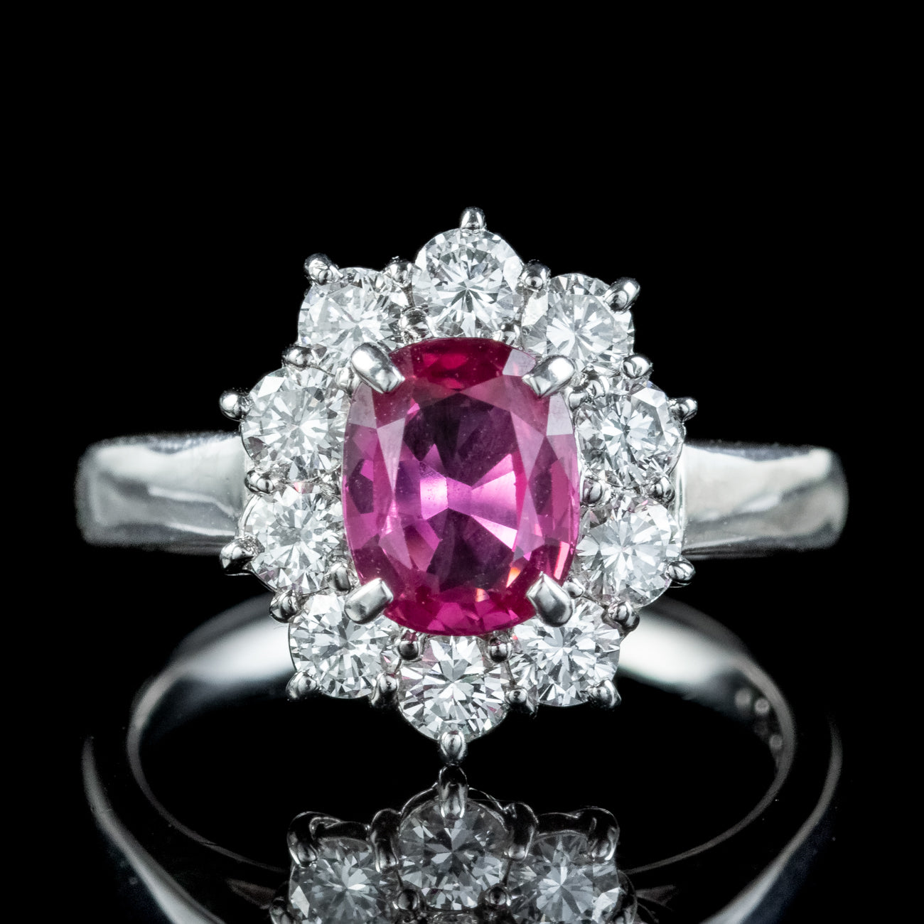 Vintage Ruby Diamond Cluster Ring 1.32ct Ruby With Cert Secondary image