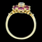 Vintage Ruby Diamond Cluster Ring 1.8ct Ruby 0.30ct Diamond