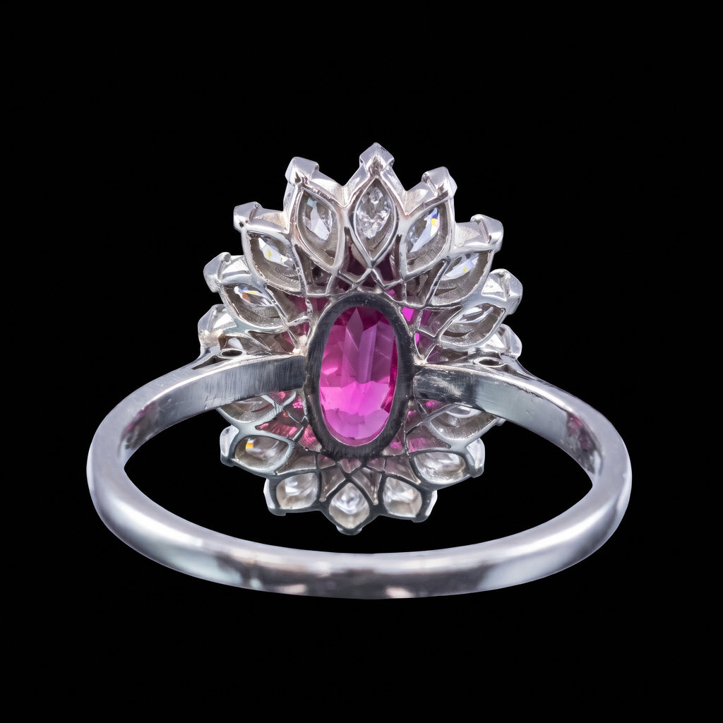 Vintage Ruby Diamond Cluster Ring 2.5ct Ruby