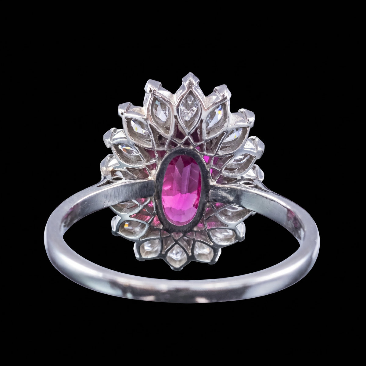 Vintage Ruby Diamond Cluster Ring 2.5ct Ruby