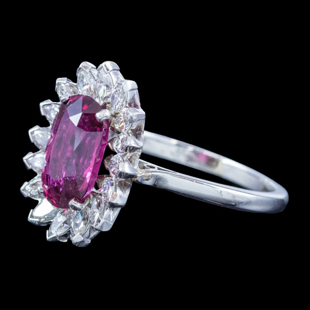 Vintage Ruby Diamond Cluster Ring 2.5ct Ruby