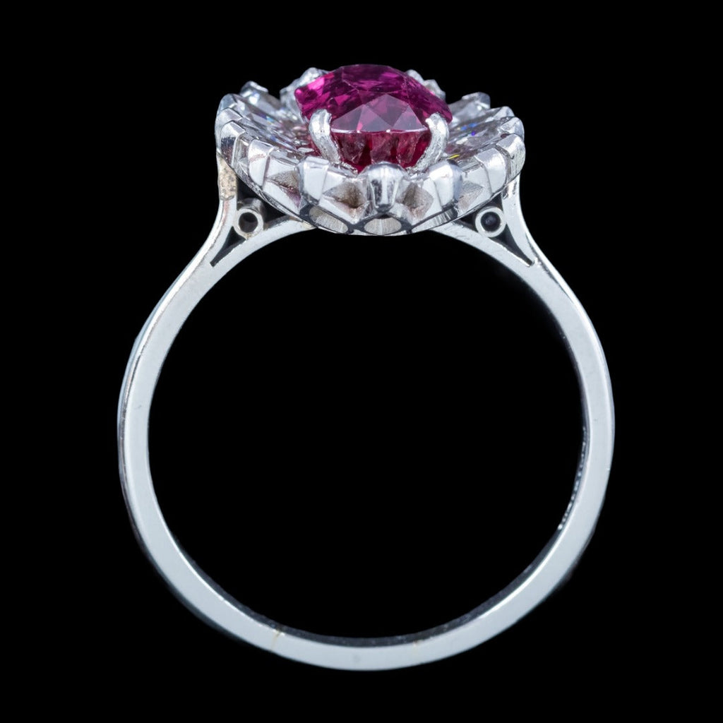 Vintage Ruby Diamond Cluster Ring 2.5ct Ruby