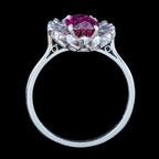 Vintage Ruby Diamond Cluster Ring 2.5ct Ruby