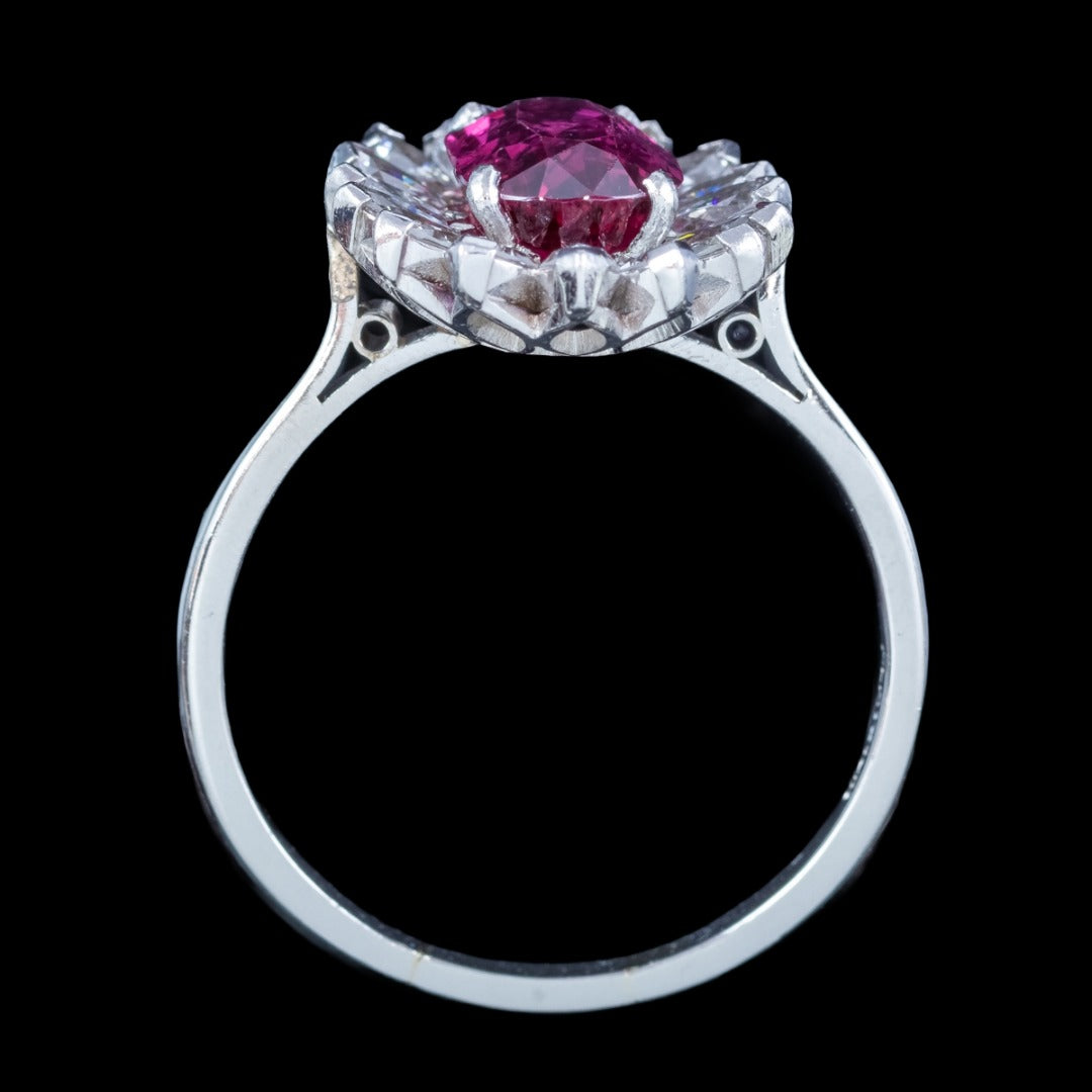 Vintage Ruby Diamond Cluster Ring 2.5ct Ruby