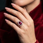 Vintage Ruby Diamond Cluster Ring 2.5ct Ruby