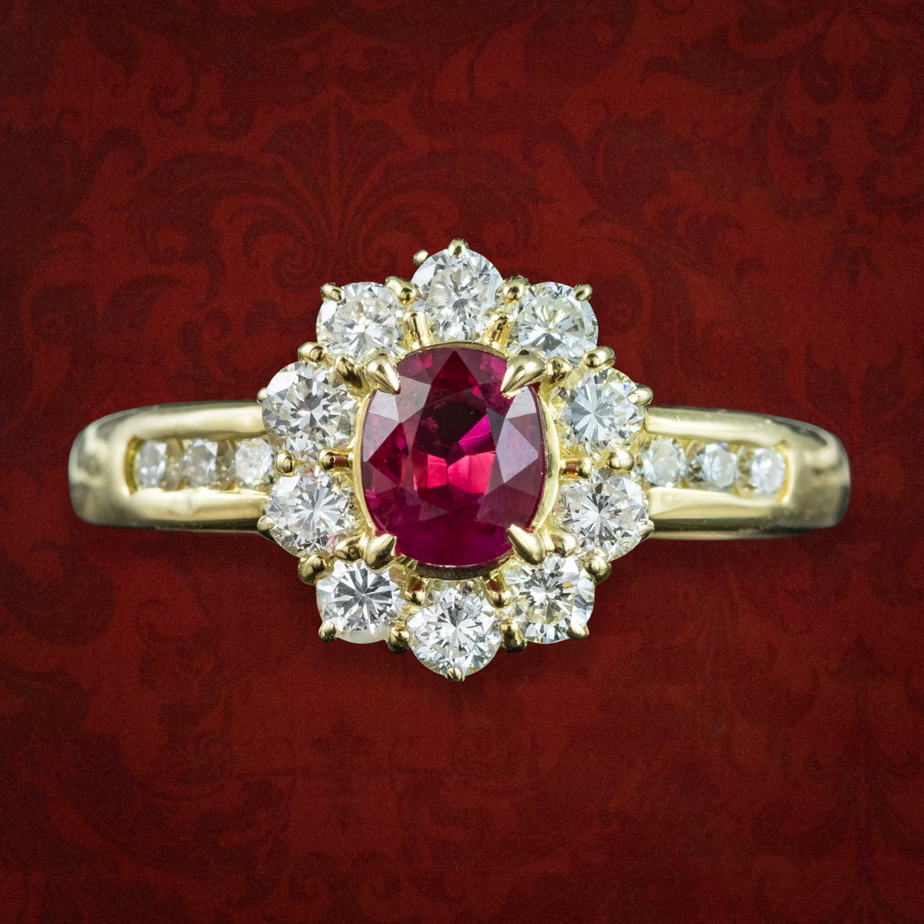 Vintage Ruby Diamond Cluster Ring 1ct Ruby Main image