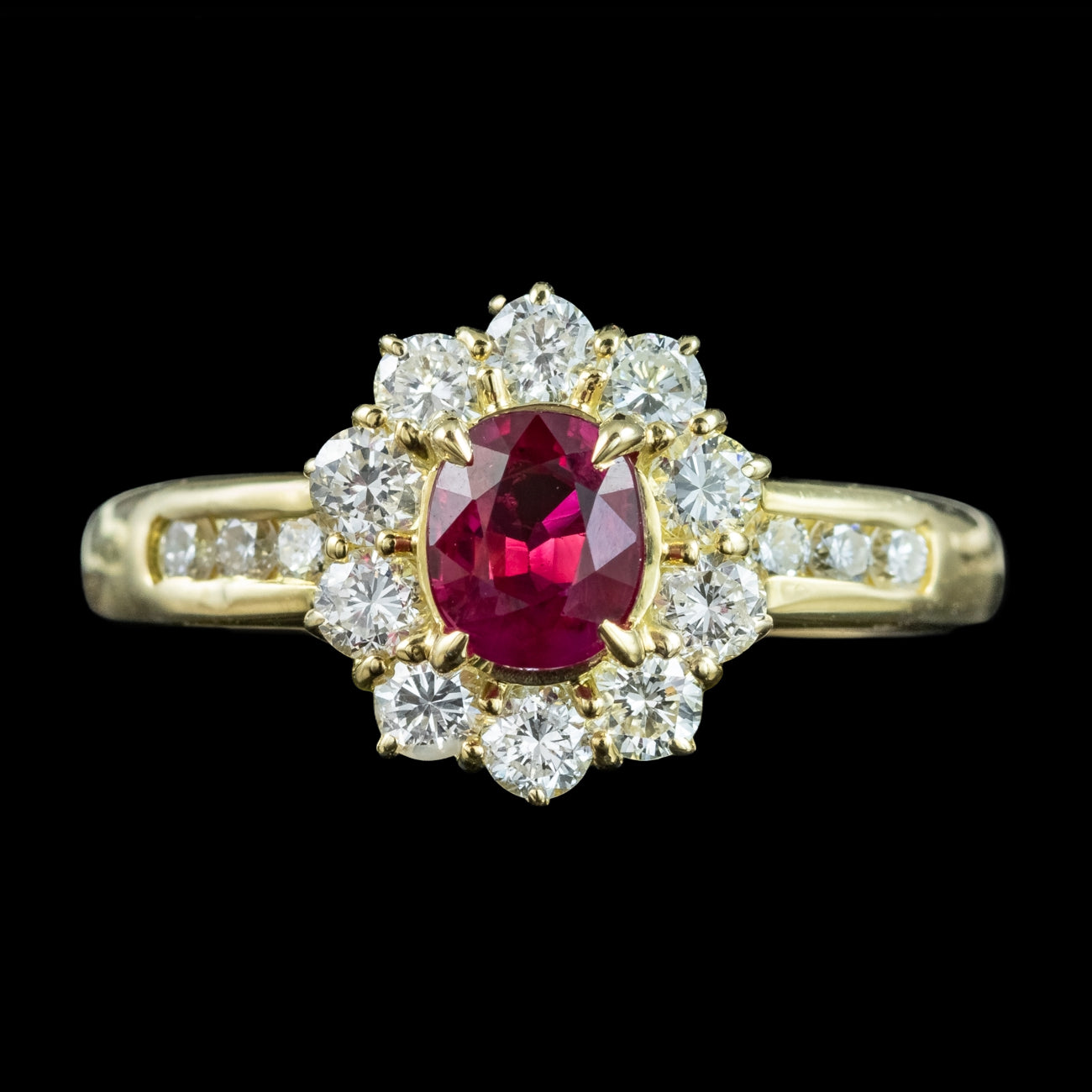 Vintage Ruby Diamond Cluster Ring 1ct Ruby Secondary image