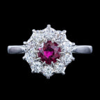 Vintage Ruby Diamond Daisy Cluster Ring 0.60ct Ruby