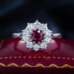 Vintage Ruby Diamond Daisy Cluster Ring 0.60ct Ruby
