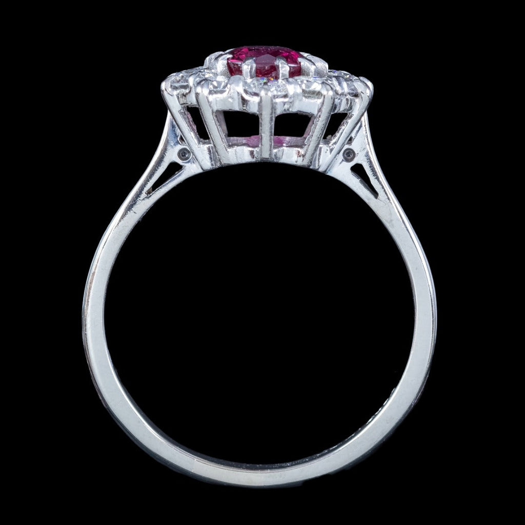 Vintage Ruby Diamond Daisy Cluster Ring 0.60ct Ruby