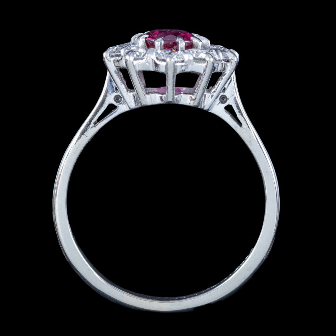 Vintage Ruby Diamond Daisy Cluster Ring 0.60ct Ruby