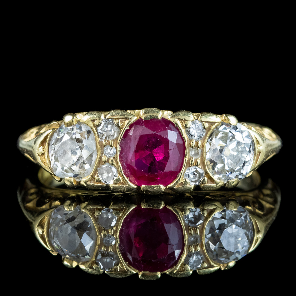 Vintage Ruby Diamond Ring 0.65ct Ruby Dated 1978 