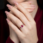 Vintage Ruby Diamond Ring 0.96ct Certified Natural Rubies Dated 1989 