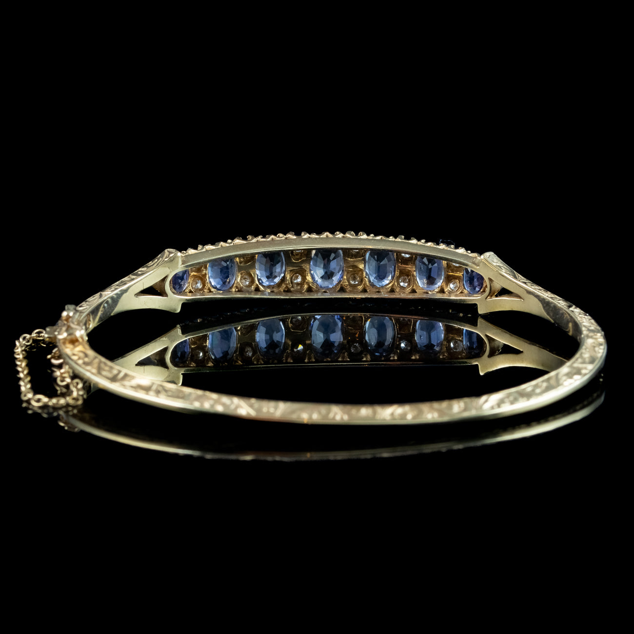Vintage Sapphire Diamond Bangle 9ct Gold 3ct Of Sapphire Dated 1989
