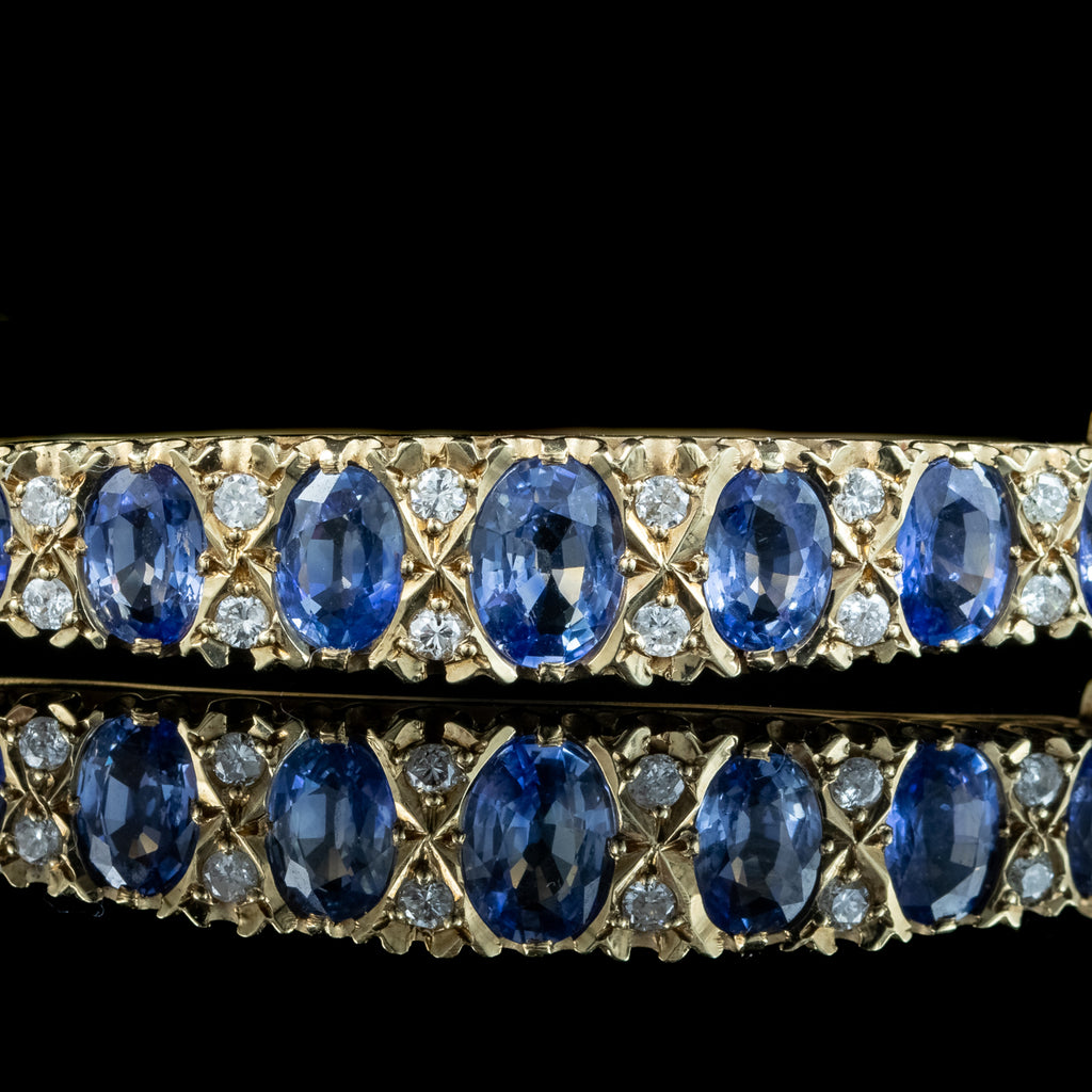 Vintage Sapphire Diamond Bangle 9ct Gold 3ct Of Sapphire Dated 1989