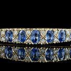 Vintage Sapphire Diamond Bangle 9ct Gold 3ct Of Sapphire Dated 1989
