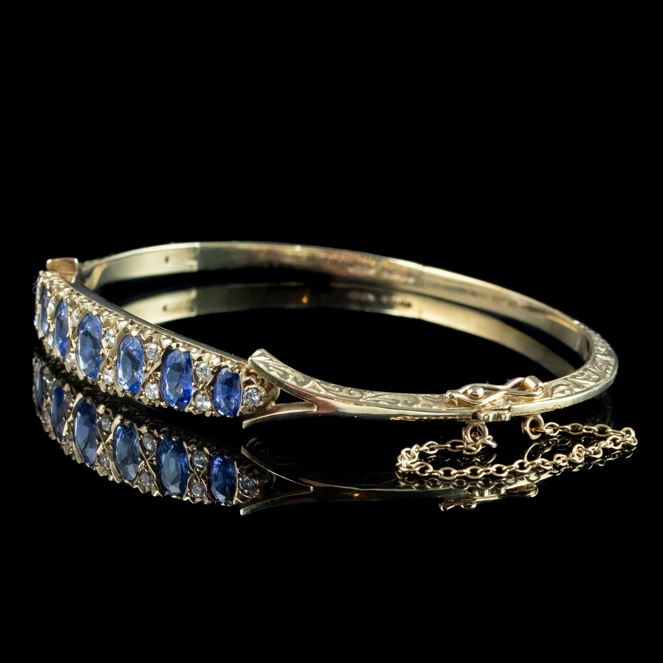 Vintage Sapphire Diamond Bangle 9ct Gold 3ct Of Sapphire Dated 1989