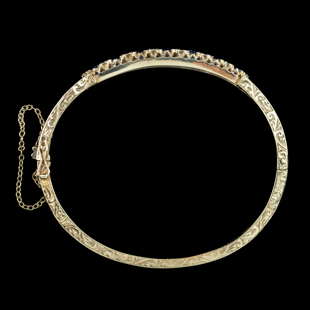 Vintage Sapphire Diamond Bangle 9ct Gold 3ct Of Sapphire Dated 1989