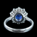 Vintage Sapphire Diamond Cluster Ring 1.1ct Blue Sapphire