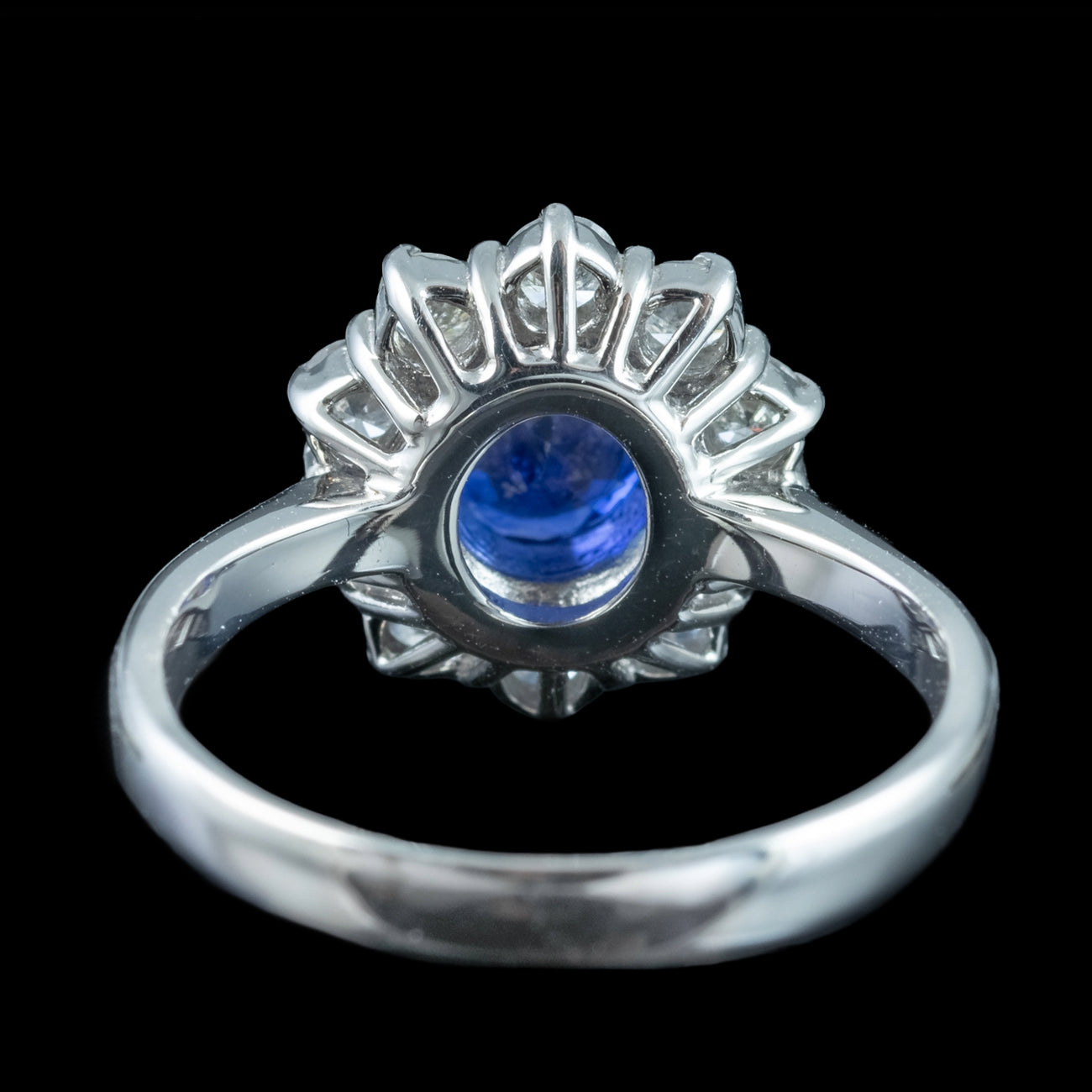 Vintage Sapphire Diamond Cluster Ring 1.1ct Blue Sapphire
