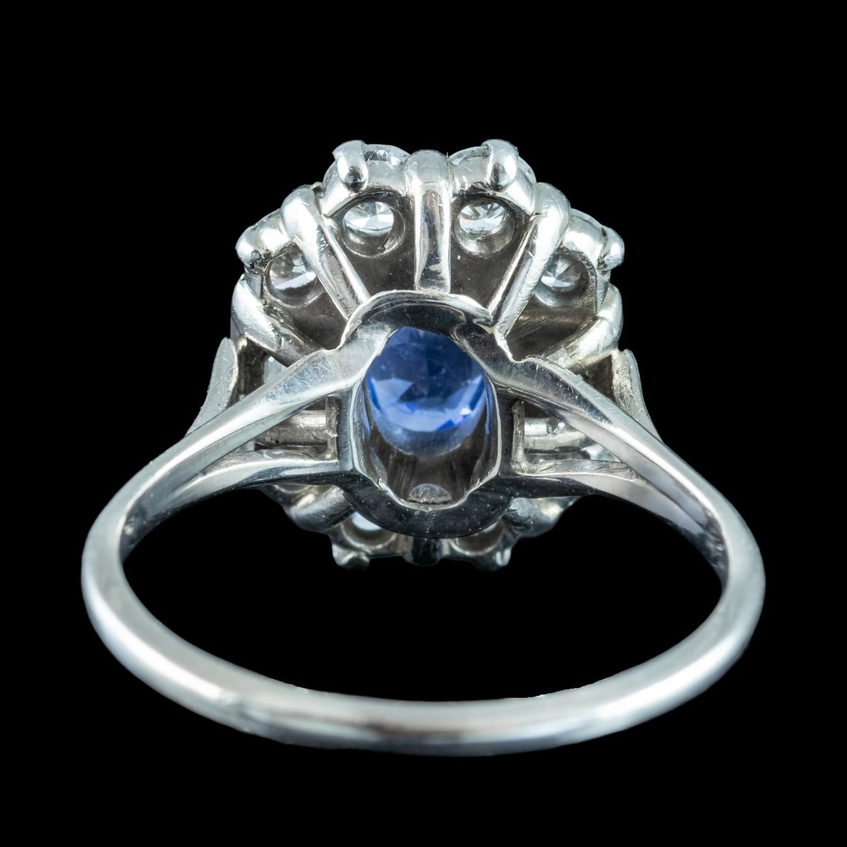 Vintage Sapphire Diamond Cluster Ring 0.80ct Blue Sapphire