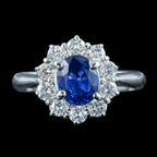 Vintage Sapphire Diamond Cluster Ring 1.1ct Blue Sapphire