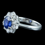 Vintage Sapphire Diamond Cluster Ring 1.1ct Blue Sapphire
