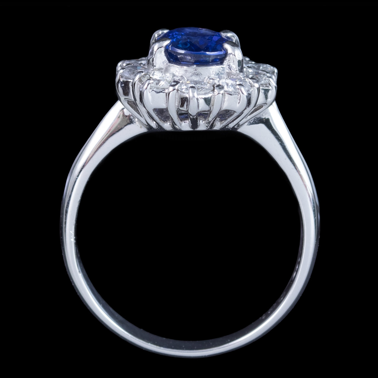 Vintage Sapphire Diamond Cluster Ring 1.1ct Blue Sapphire