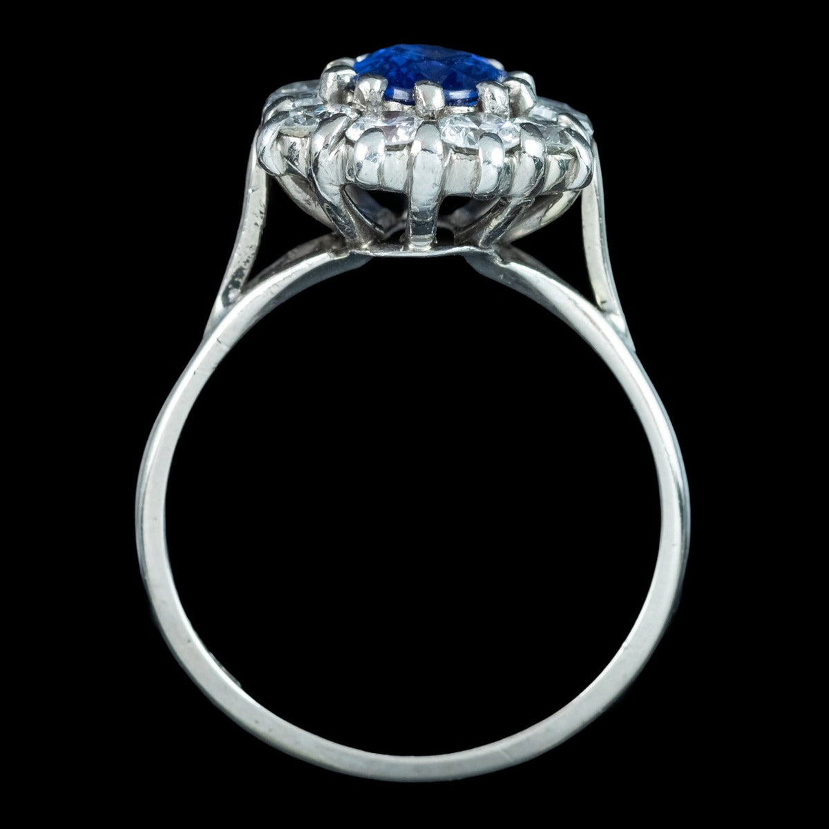 Vintage Sapphire Diamond Cluster Ring 0.80ct Blue Sapphire