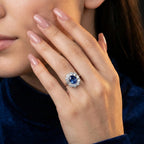 Vintage Sapphire Diamond Cluster Ring 0.80ct Blue Sapphire