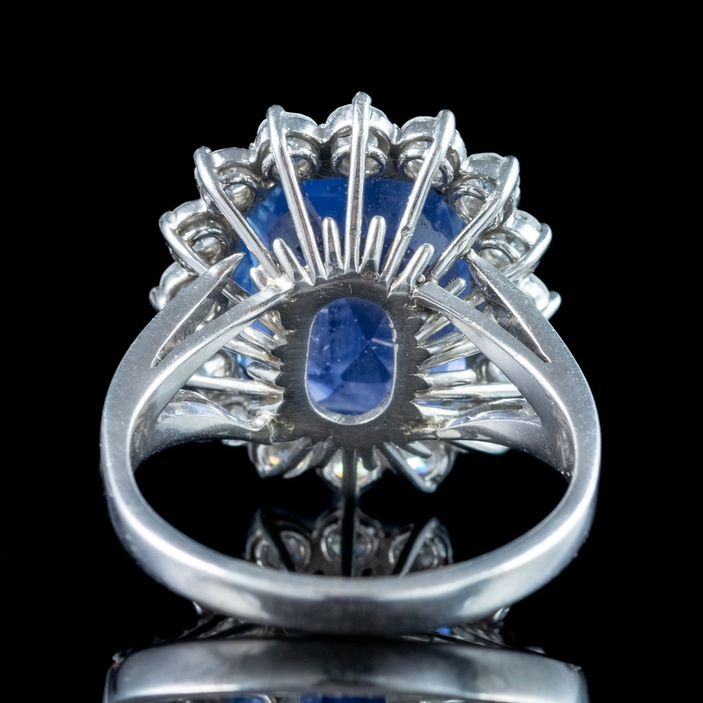 Vintage Sapphire Diamond Cluster Ring 11.32ct Sapphire With Valuation 