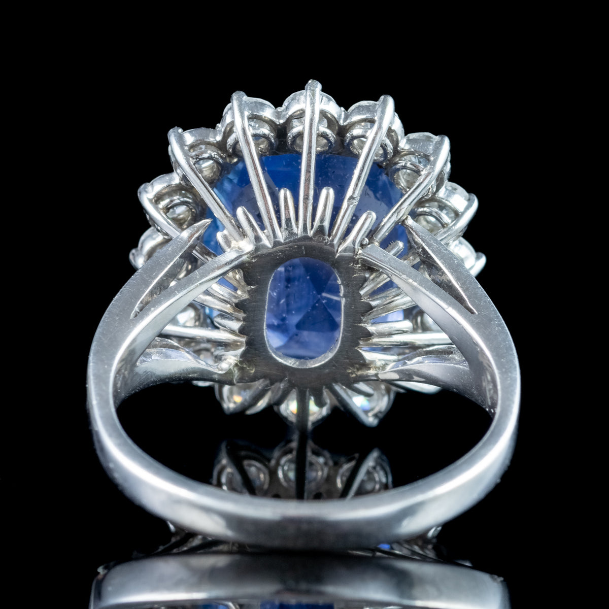 Vintage Sapphire Diamond Cluster Ring 11.32ct Sapphire With Valuation 